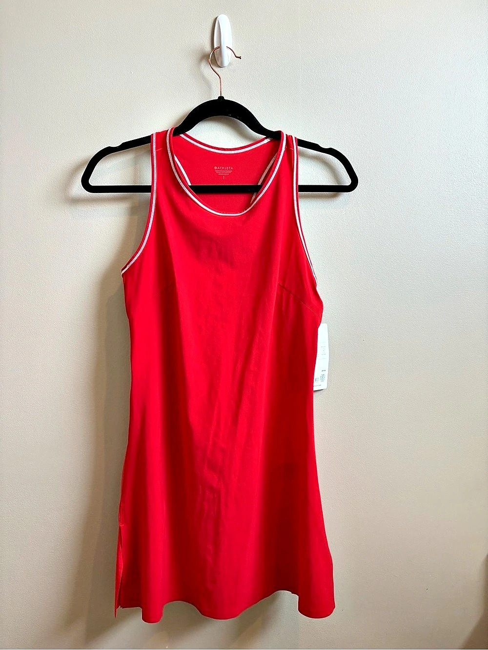Athleta Match Point Pleated Dress Red Mini Dress Small NEW WITH TAGS